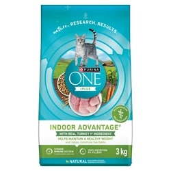 Purina ONE +Plus Dry Cat Food Indoor Advantage Turkey 3 kg, $0.80/100g