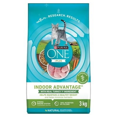 Purina ONE +Plus Indoor Advantage Turkey, Dry Cat Food 3 kg, $0.80/100g