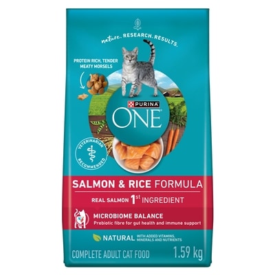 Purina ONE Microbiome Balance Salmon & Rice Formula, Dry Cat Food 1.59 kg, $0.97/100g