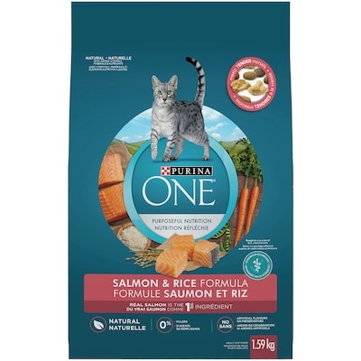 Purina ONE Saumon et Riz, Nourriture Sèche pour Chats 1.59 kg, 0,88 $/100g