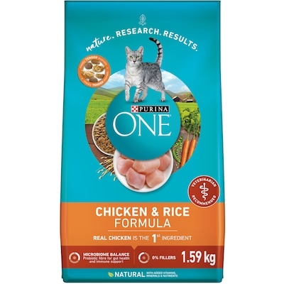 Purina ONE Microbiome Balance Chicken & Rice Formula, Dry Cat Food 1.59 kg, $0.88/100g