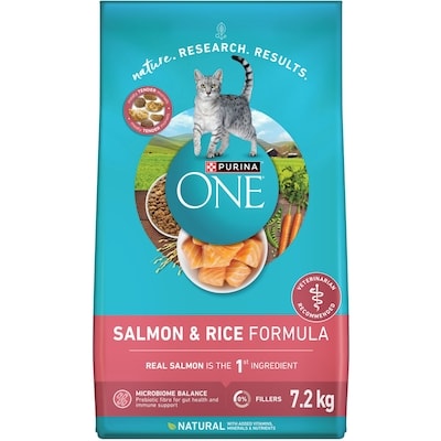 Purina ONE Microbiome Balance Salmon & Rice Formula, Dry Cat Food 7.2 kg, $0.61/100g