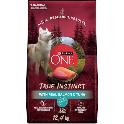 Purina ONE True Instinct Salmon & Tuna, Dry Dog Food 12.4 kg, $0.45/100g
