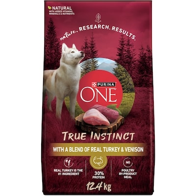 Purina ONE True Instinct Turkey & Venison, Dry Dog Food 12.4 kg, $0.45/100g
