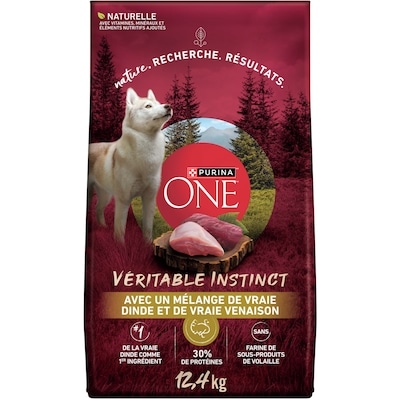 Purina ONE Véritable Instinct Dinde et Venaison, Nourriture Sèche pour Chiens 12,4 kg 12.4 kg, 0,45 $/100g