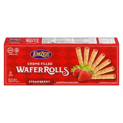 EMZEE Creme Filled Wafer Rolls Strawberry 75 g, $3.72/100g