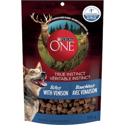 Purina ONE Véritable Instinct Bouchées Venaison, Gâteries pour Chiens 198 g 198 g, 3,03 $/100g