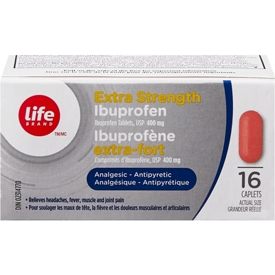 Life Ibuprofène extra-fort, 16 comprimés 16 ea, 0,44 $/1ch