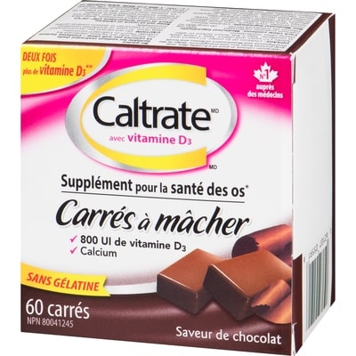 CALTRATE Carrés à mâcher avec vitamine D (chocolat)