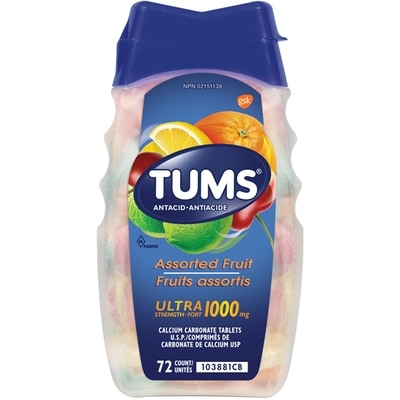 Tums Ultra 1000 Assorted Fruit     72 ea, $0.08/1ea