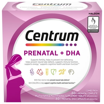 Centrum Prenatal+Dha Multivitamin Supplement With Dha/Epa Omega 3 Combo Pack, 120 Count 120 ea, $0.31/1ea