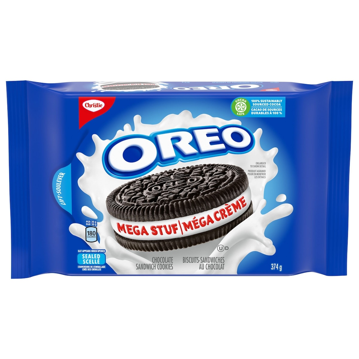 Christie Oreo Mega Stuff Biscuits 374 g, 1,74 $/100g