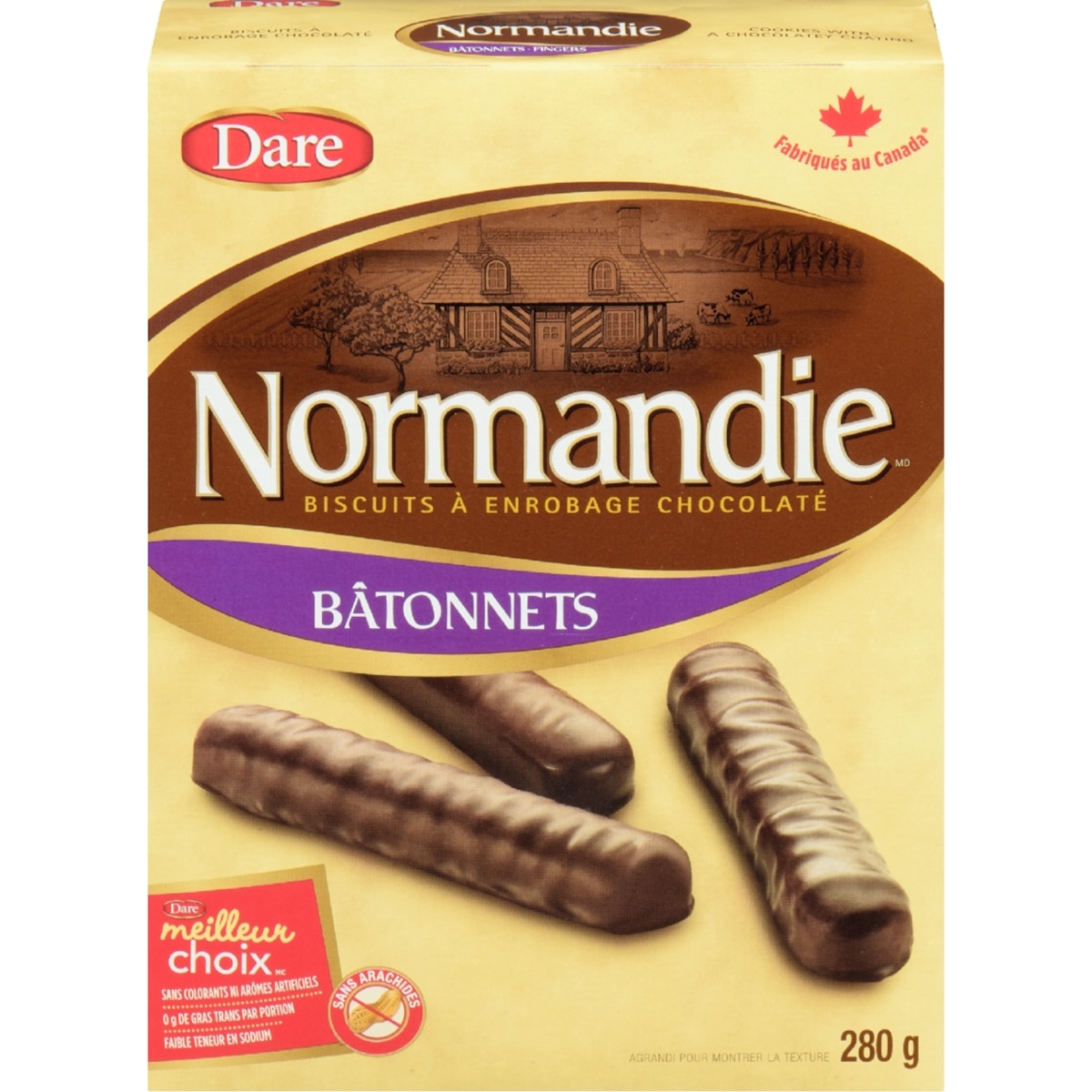 Dare Biscuits Normandie Biscuits Chocolat Bâtonnets 280 g, 1,43 $/100g
