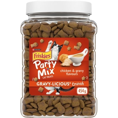Purina Friskies Party Mix Gravy-licious Crunch Chicken and Gravy, Cat Treats 454 g, $1.65/100g