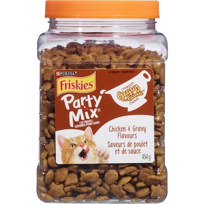 Purina (MD) Friskies(MD) Party Mix(MD) Croquant Gravy-Licious(MD) Saveurs de Poulet  et de Sauce Gâteries pour Chats 454 g 454 g, 1,65 $/100g