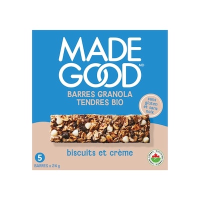 Made Good Barres granola Biscuits et crème Boîte de 5 barres 120 g, 3,33 $/100g