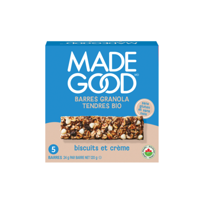 Made Good Barres granola Biscuits et crème Boîte de 5 barres 120 g, 3,33 $/100g