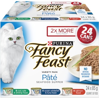 Purina Fancy Feast Pâté Seafood Supper Variety Pack 24C, Wet Cat Food 2.04 kg, $1.04/100g