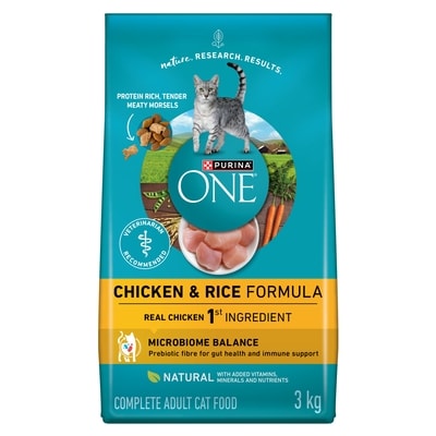 Purina ONE Microbiome Balance Dry Cat Food Chicken & Rice Formula 3 kg, $0.77/100g