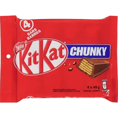 Nestlé Emballage de gaufrettes chocolat au lait KitKat Chunky 196 g, 2,70 $/100g