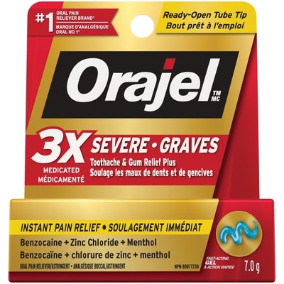 Orajel 3X Severe Toothache And Gum Relief Gel 7 g, $164.14/100g