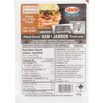 Chris Brothers Shaved Black Forest Ham     175 g, $3.42/100g