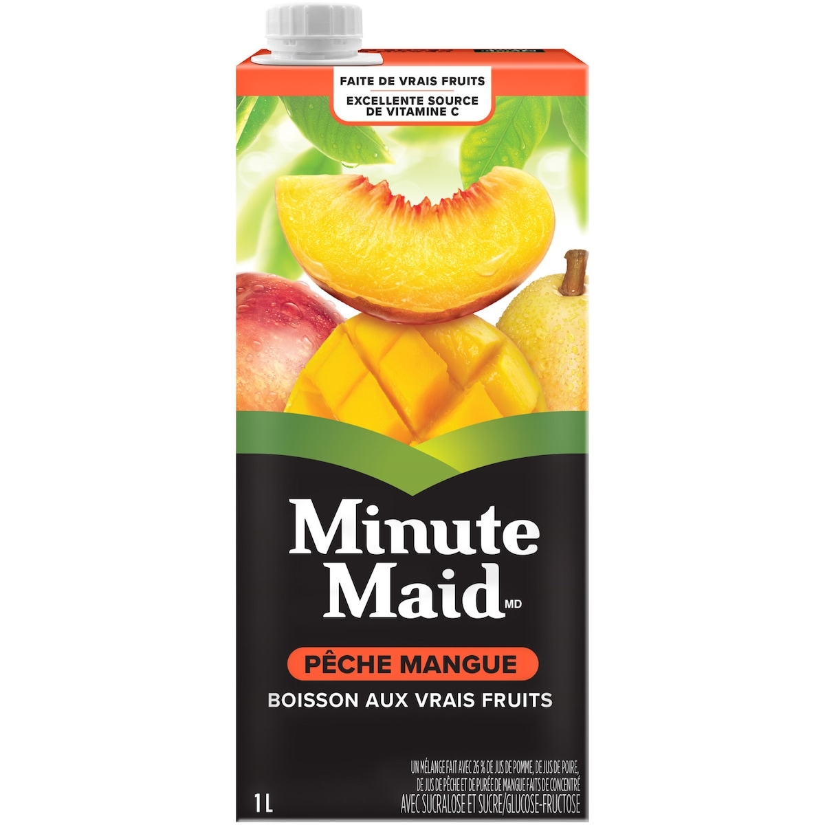 Minute Maid Pêche et mangue 1 l, 0,33 $/100ml