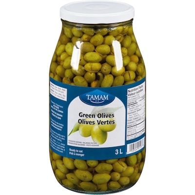 Tamam Green Olives Grande 3 l, $0.48/100ml
