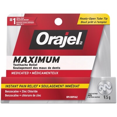 Orajel Gel Force Maximum Pour Soulagement Des Maux De Dents 9.5 g, 94,63 $/100g
