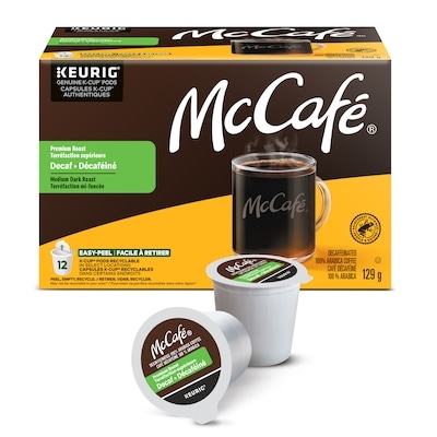 McCafé McCafé Torréfaction Supérieure Moyenne Noire Décaféiné Capsules De Café K-Cup, 12 Unités, Provenant De Sources Éthiques, Pour Les Cafetières Keurig 12 ea, 1,42 $/1ch