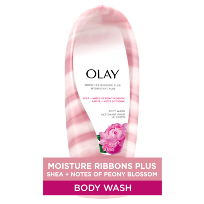 Olay Moisture Ribbons Plus Shea + Notes of Peony Blossom Body Wash 532 ml, $1.97/100ml