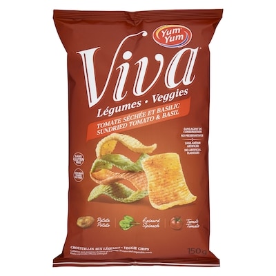 Yum Yum Veggie Chips Veggies Sundried Tomato and Basil 150 g, $2.99/100g