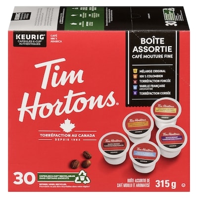 Tim Hortons Emballage assorti, 30 dosettes K-Cup 30 ea, 0,83 $/1ch