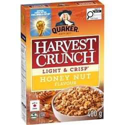 Quaker Harvest Crunch Light and Crisp Honey Nut Flavour Granola Cereal 400 g, $1.00/100g