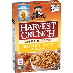 Quaker Harvest Crunch Light and Crisp Honey Nut Flavour Granola Cereal 400 g, $1.37/100g
