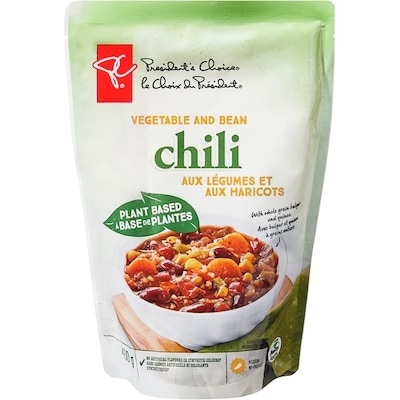 President's Choice Plant Based Vegetable and Bean Chili 400 g, $1.00/100g