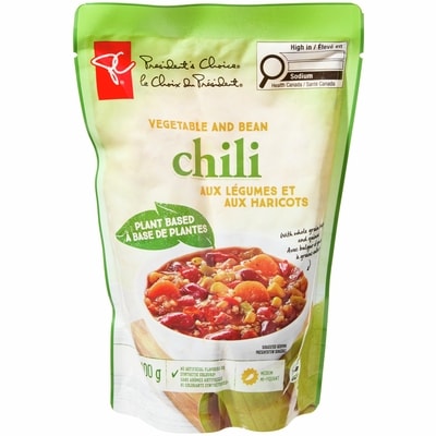 President's Choice Plant Based Vegetable and Bean Chili 400 g, $1.25/100g