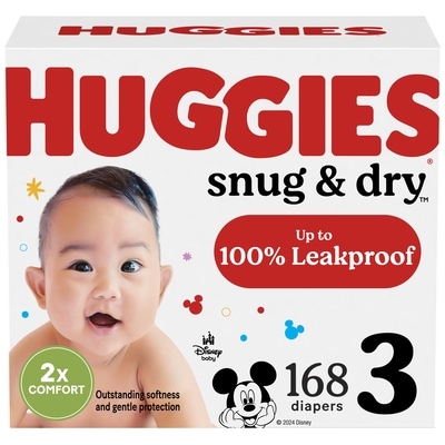 Huggies Couches pour bébés Snug & Dry, taille 3 (7 à 13 kg [16 à 28 lb]), 168 couches (sélectionner pour plus d’options) 168 ea, 0,29 $/1ch