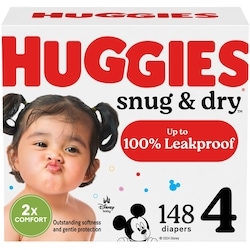 Huggies Snug & Dry Baby Diapers, Size 4, 148 Count 148 ea, $0.28/1ea