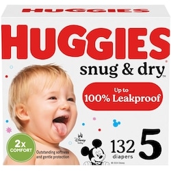 Huggies Snug & Dry Baby Diapers, Size 5, 132 Count 132 ea, $0.32/1ea