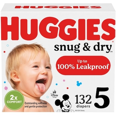 Huggies Snug & Dry Baby Diapers, Size 5, 132 Count 132 ea, $0.32/1ea
