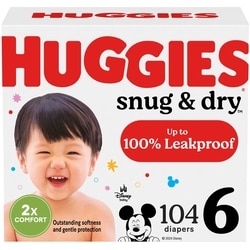Huggies Snug & Dry Baby Diapers, Size 6, 104 Count 104 ea, $0.40/1ea