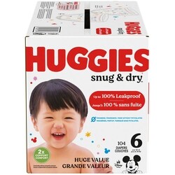Huggies Couches Snug & Dry, taille 6, 104 couches 104 ea, 0,42 $/1ch