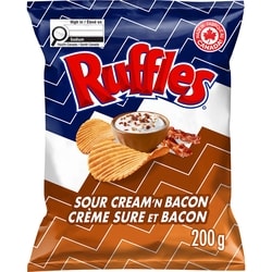 Ruffles Sour Cream & Bacon flavoured Potato Chips 200 g, $2.50/100g