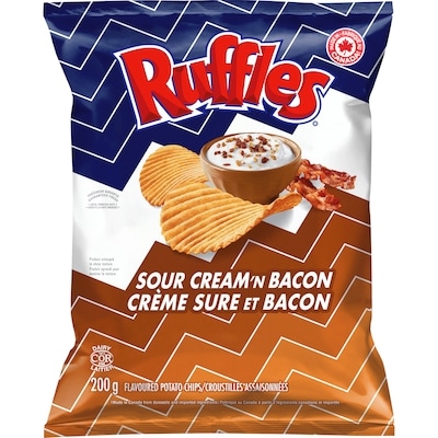 Ruffles Sour Cream 'n Bacon Flavoured Potato Chips 200 g, $2.40/100g