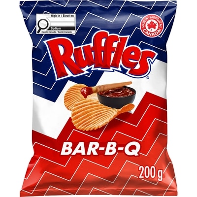 Ruffles Bar-B-Q Flavoured Potato Chips 200 g, $2.65/100g