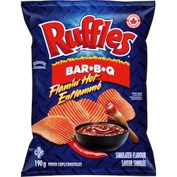 Ruffles Flamin' Hot Bar-B-Q Flavoured Potato Chips 190 g No