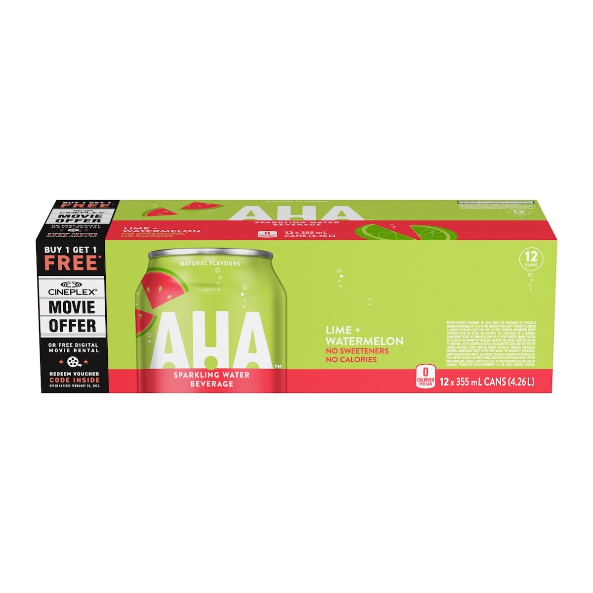 AHA Aha Lime Watermelon Fridge Pack Cans 12x355.0 ml, $0.18/100ml