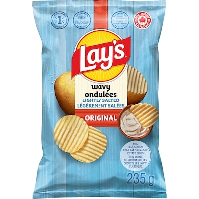 Lay's Wavy Lightly Salted potato chips 235 g, $1.06/100g