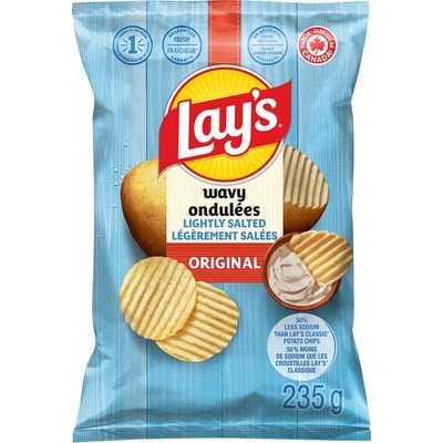Lay's Wavy Lightly Salted Potato Chips 235 g, $2.12/100g